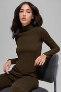 Denim Knit Backless Long Sleeve - Espresso/Black — photo 1