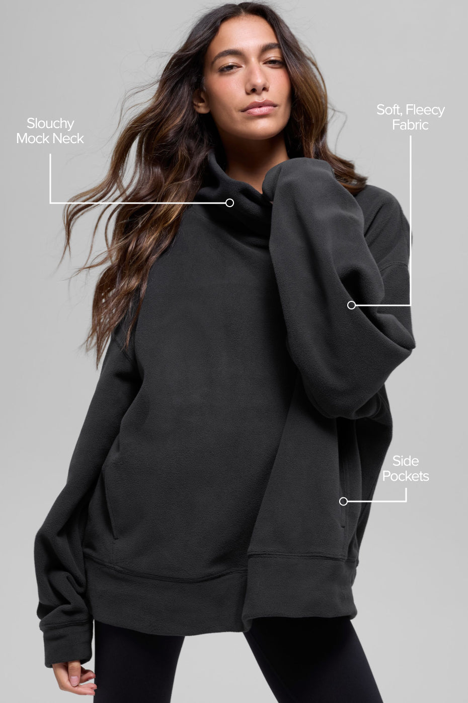 Polar Fleece Hazy Pullover - Black — photo 2