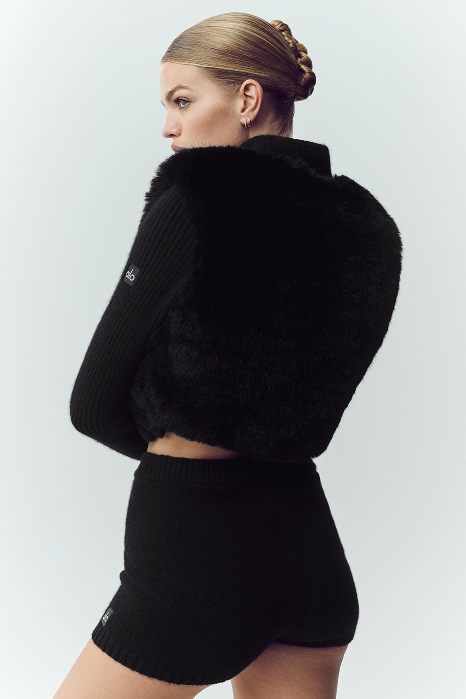 Faux Fur Cashmere Northstar Full Zip - Black — photo 3