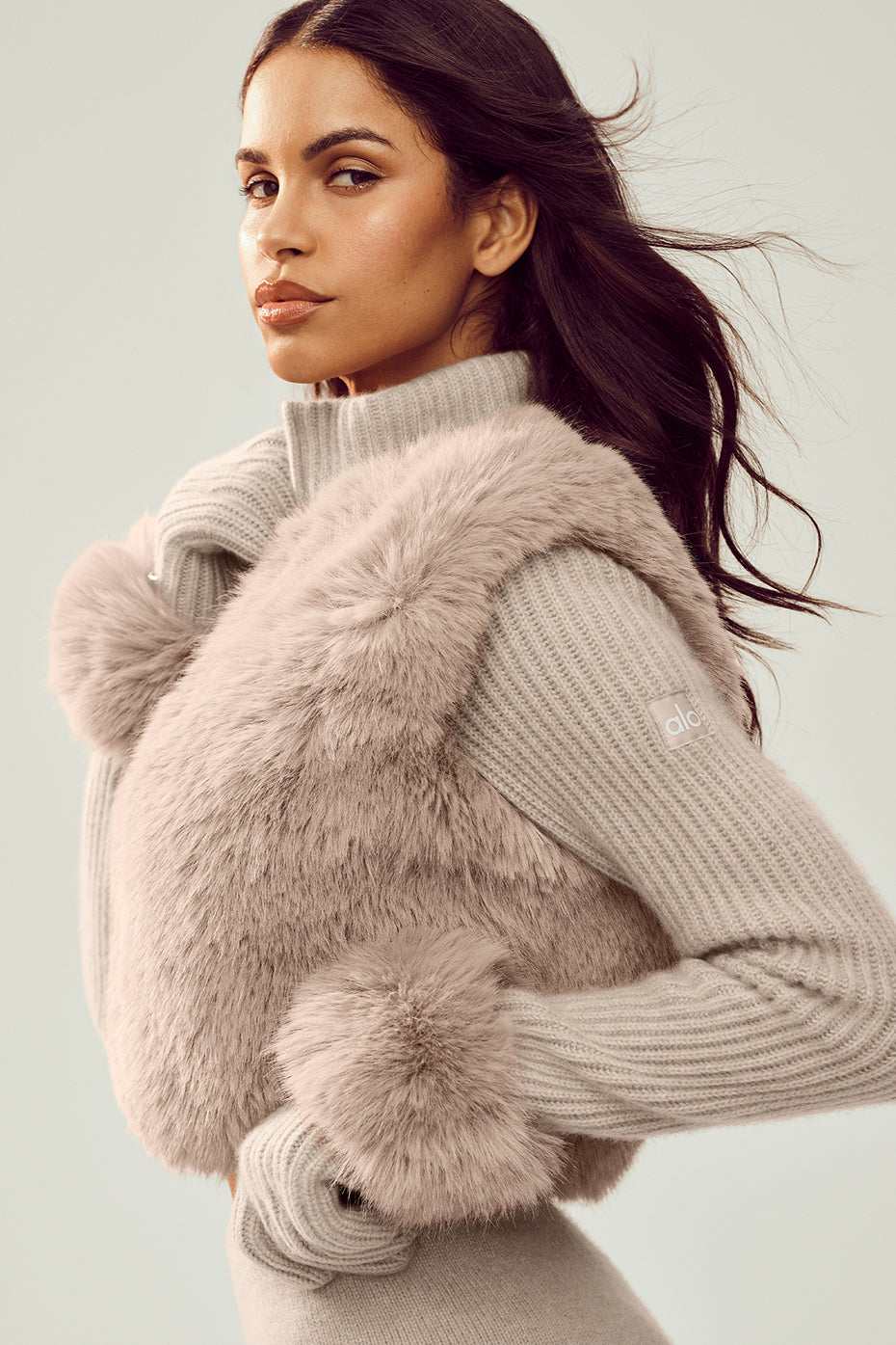Faux Fur Cashmere Northstar Full Zip - Oat Heather — photo 3