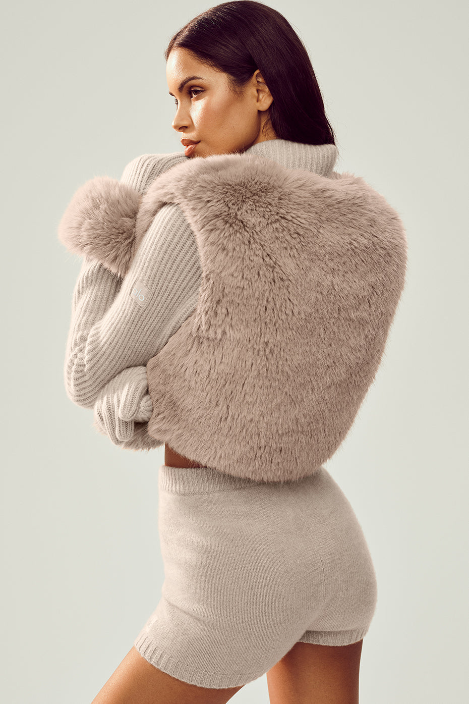 Faux Fur Cashmere Northstar Full Zip - Oat Heather — photo 2