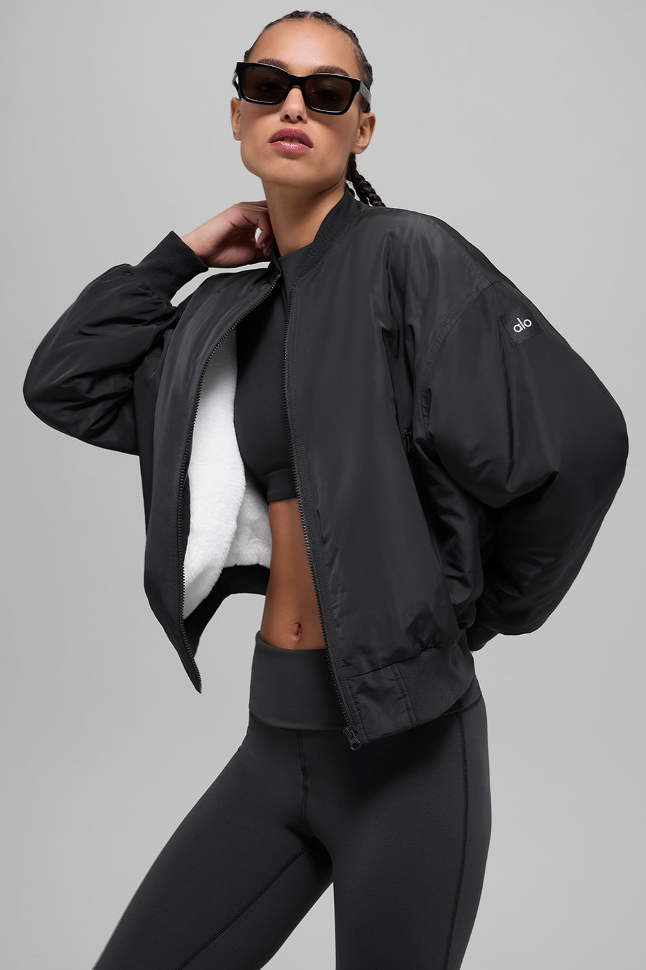 Faux Fur Urbanite Bomber - Black/Ivory — photo 3
