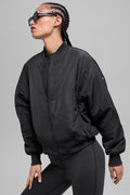 Faux Fur Urbanite Bomber - Black/Ivory — photo 1