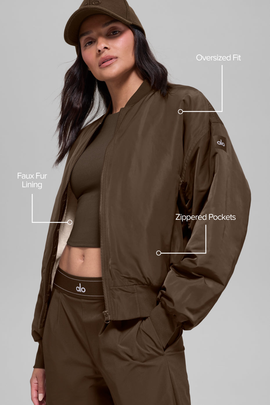 Faux Fur Urbanite Bomber - Espresso/Ivory — photo 2