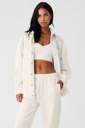 Ribbed Velour Mountain Side Shacket - Ivory — photo 1