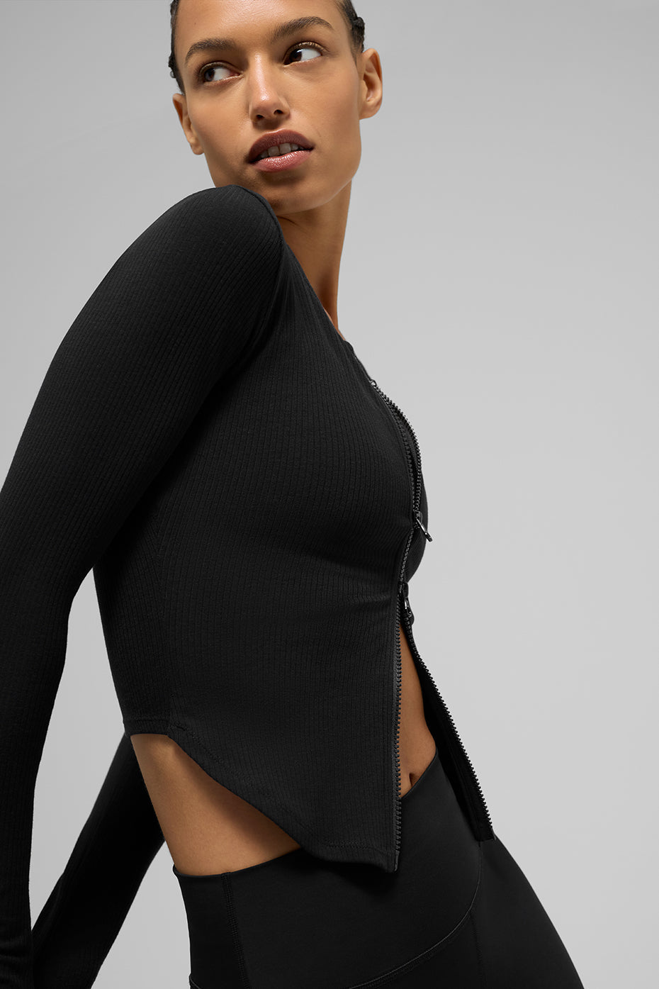 Ribbed Stardust Long Sleeve - Black — photo 1