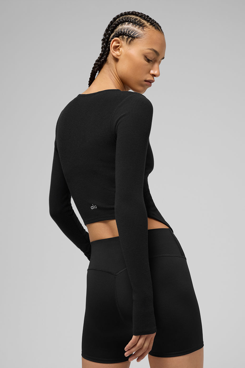 Ribbed Stardust Long Sleeve - Black — photo 2