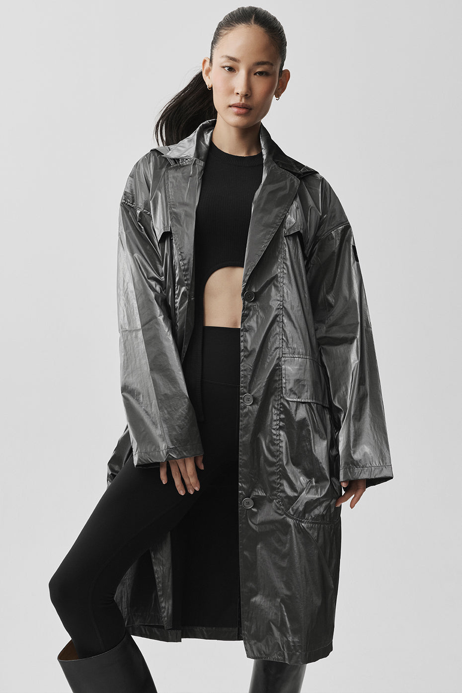 Metallic Break Line Trench - Silver Metallic — photo 1