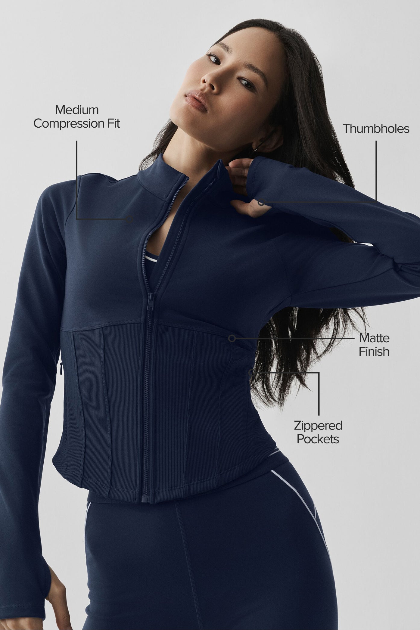 Airbrush Corset Full Zip Jacket - Navy — photo 2