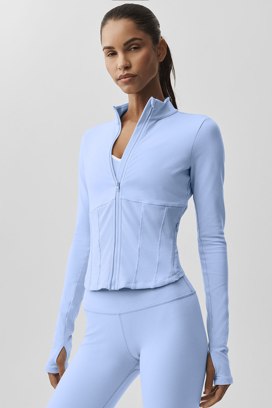 Airbrush Corset Full Zip Jacket - Light Provence Blue — photo 3