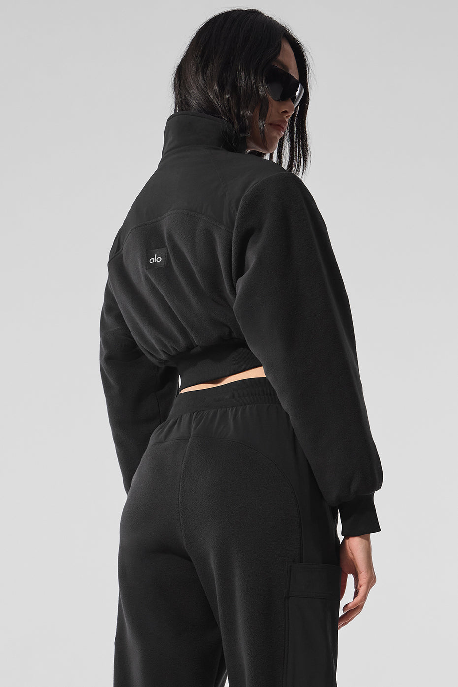 Polar Fleece Cropped Wintry Mix Jacket - Black — photo 2