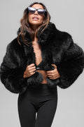 Opulent Faux Fur Cropped Jacket - Black — photo 1