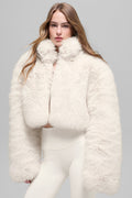 Opulent Faux Fur Cropped Jacket - Ivory — photo 1