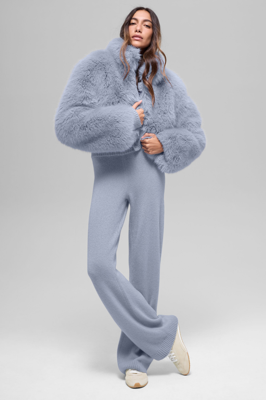Opulent Faux Fur Cropped Jacket - Winter Frost — photo 4