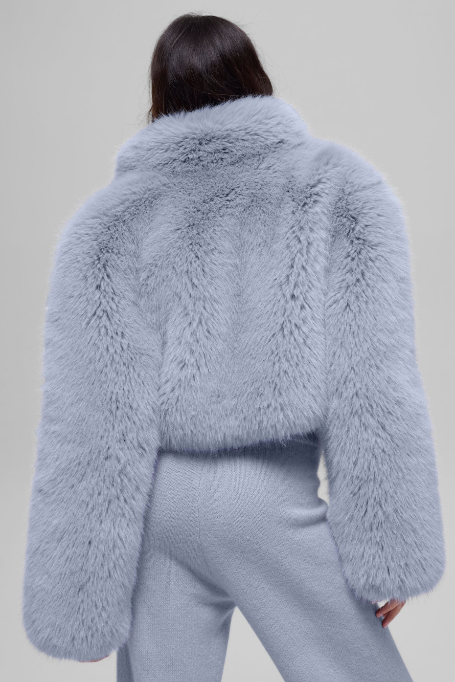 Opulent Faux Fur Cropped Jacket - Winter Frost — photo 2