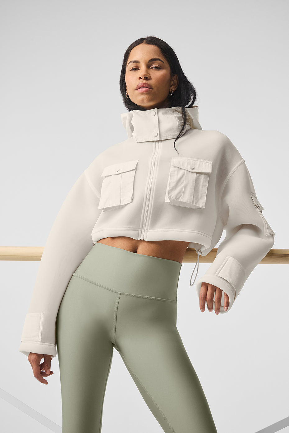 Cropped Engage Cargo Parka - Ivory — photo 1