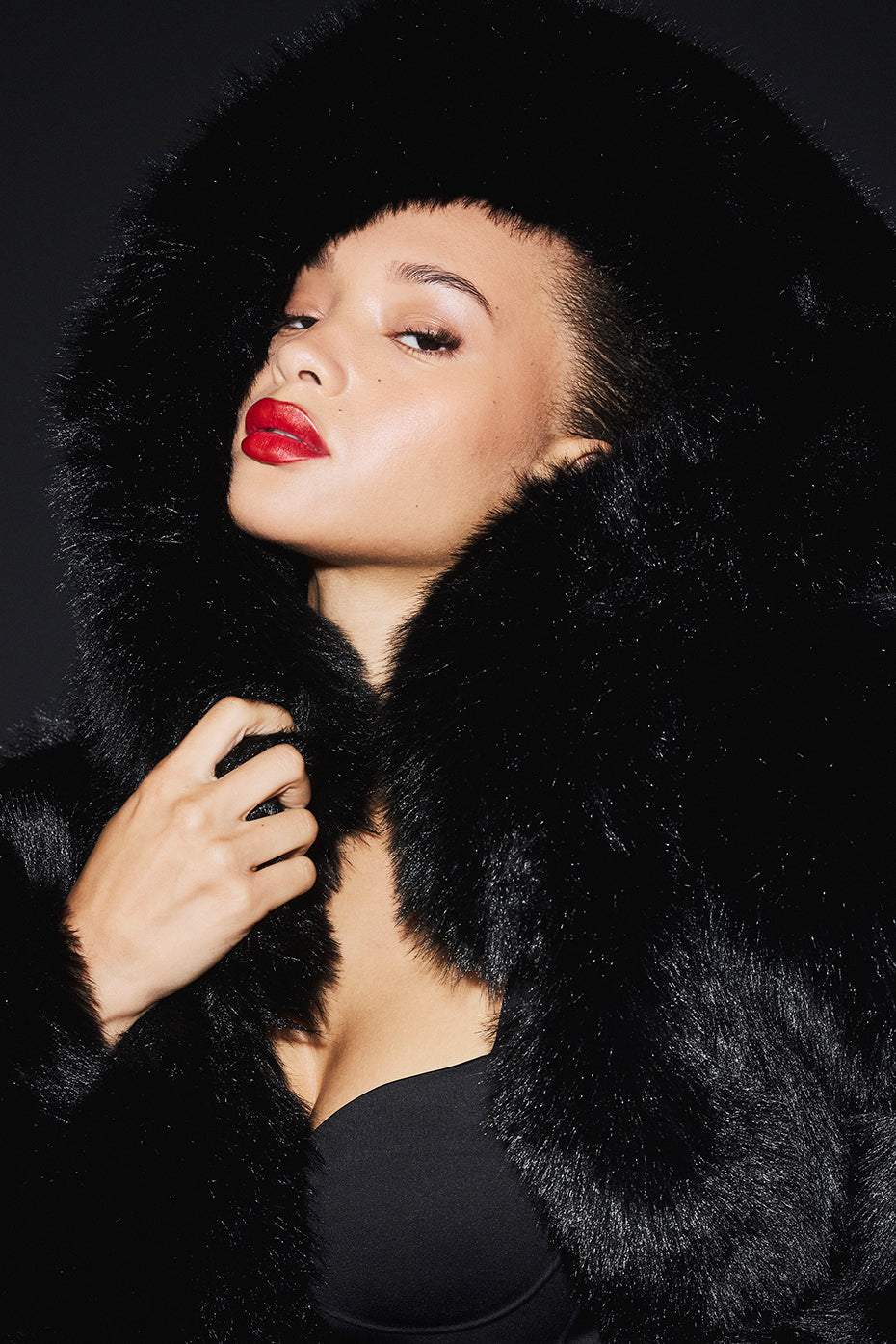 Opulent Faux Fur Statement Jacket - Black — photo 4