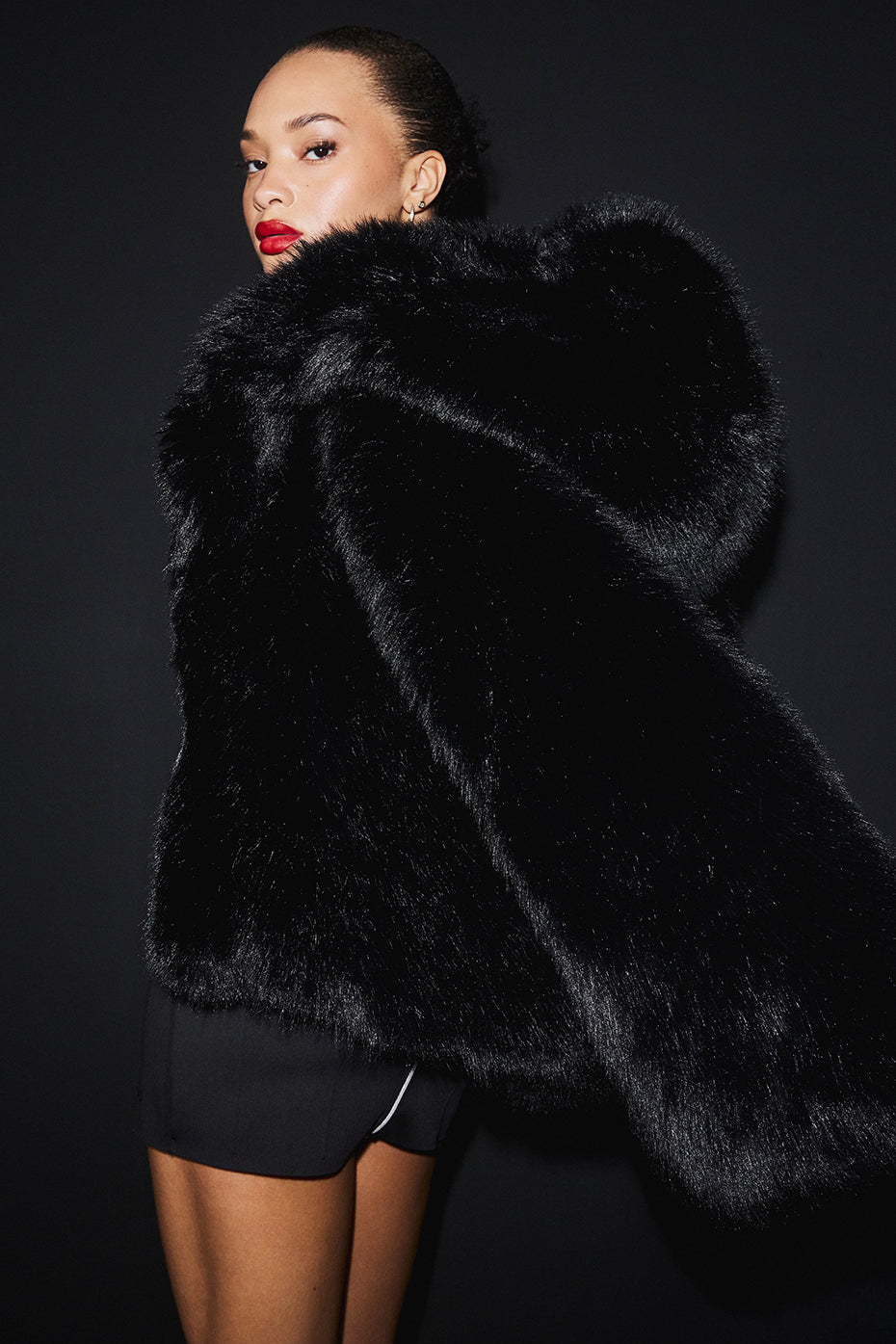 Opulent Faux Fur Statement Jacket - Black — photo 5