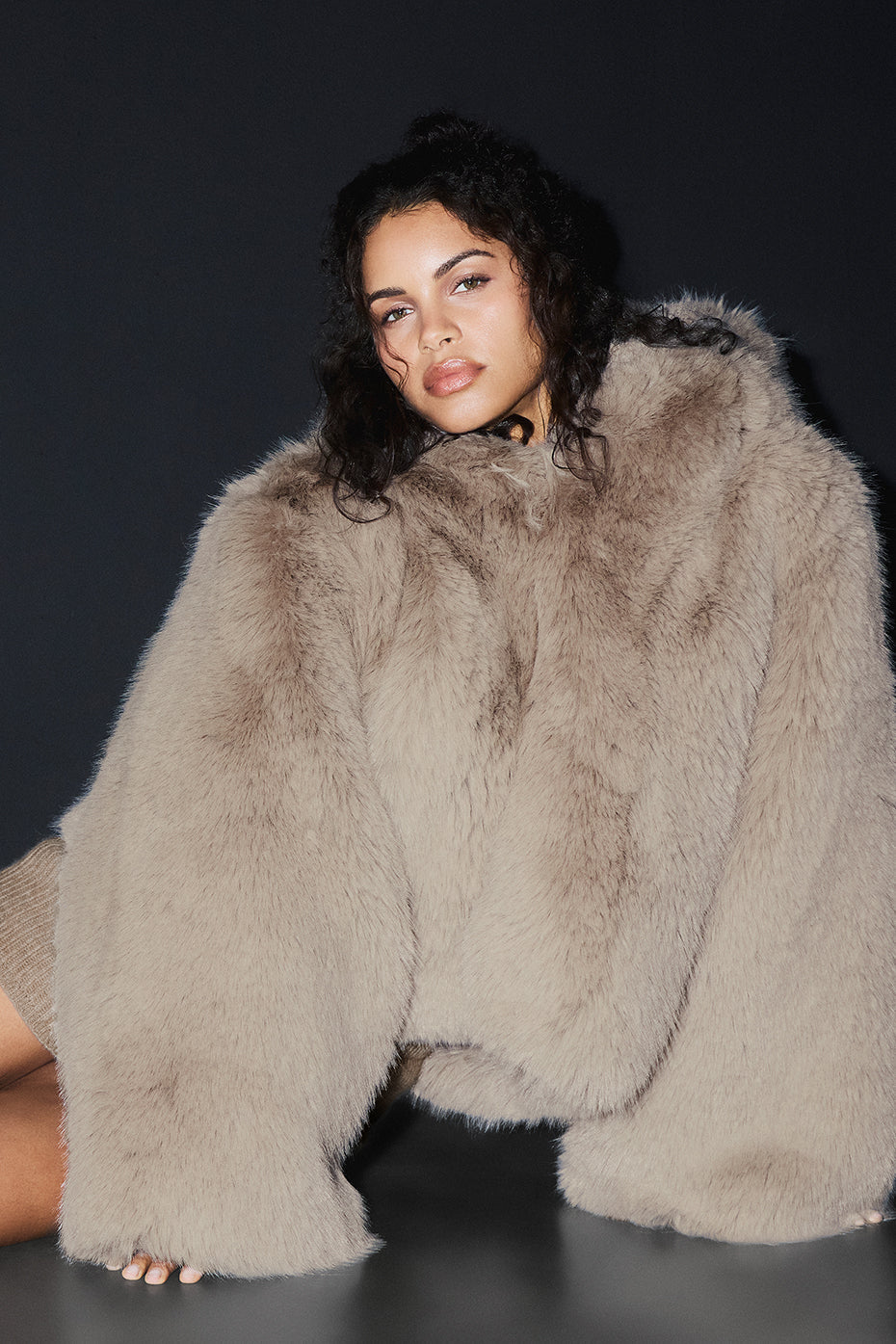 Opulent Faux Fur Statement Jacket - Oat — photo 4