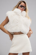 Opulent Faux Fur Cropped Vest - Ivory — photo 1