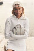 Scholar Knit Cropped Full Zip Jacket - White Heather — photo 1