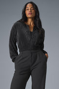 Cropped Micro Plisse Jacket - Black — photo 1