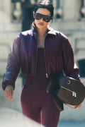 Faux Leather Cropped Premier Bomber - Burgundy — photo 1
