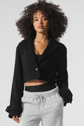 Wool Cropped Metro Trench - Black — photo 1