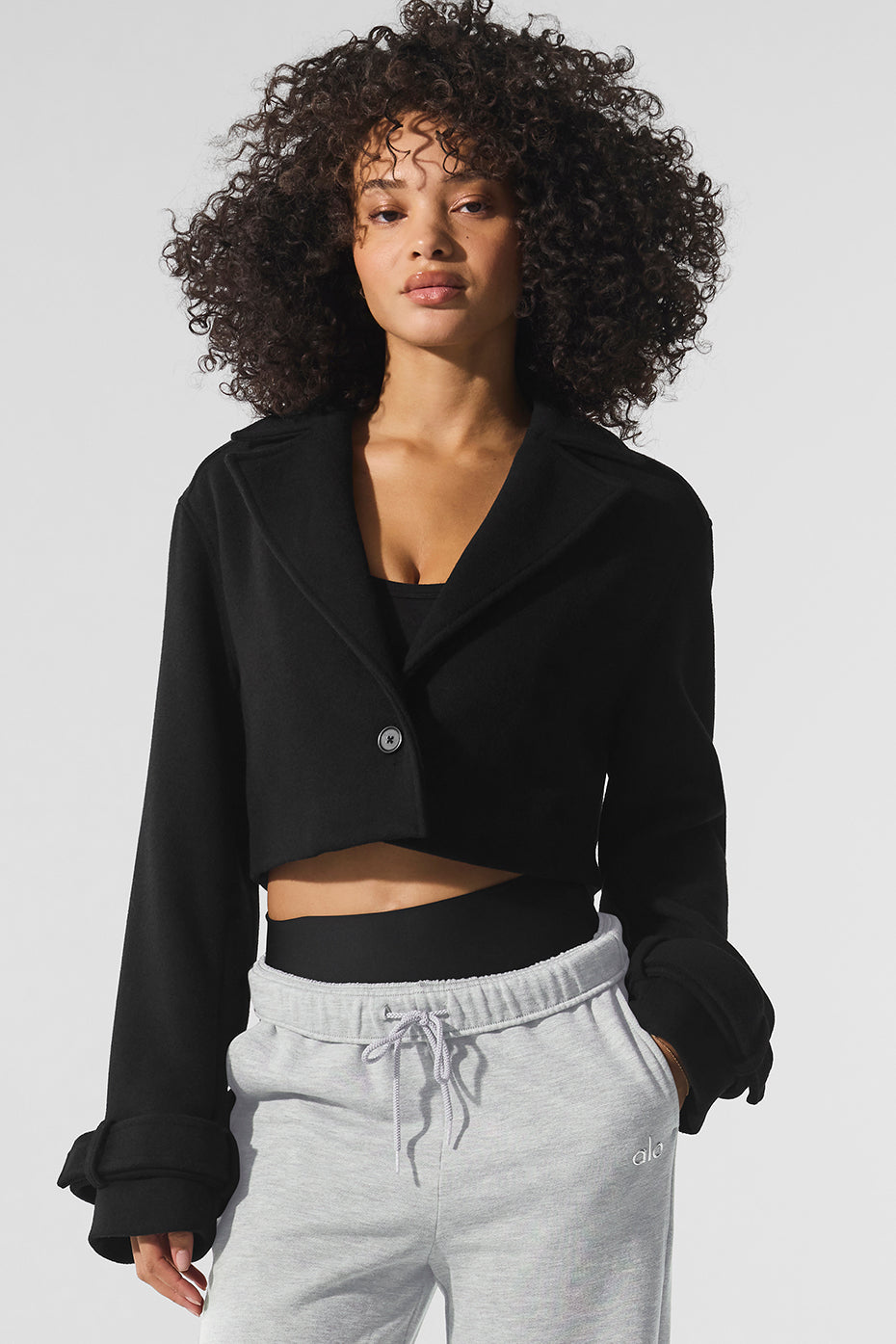 Wool Cropped Metro Trench - Black — photo 1
