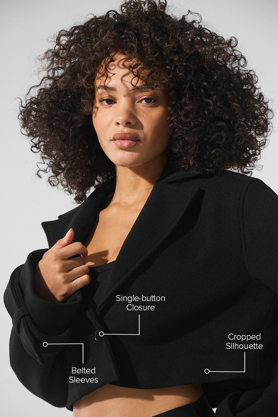 Wool Cropped Metro Trench - Black — photo 2