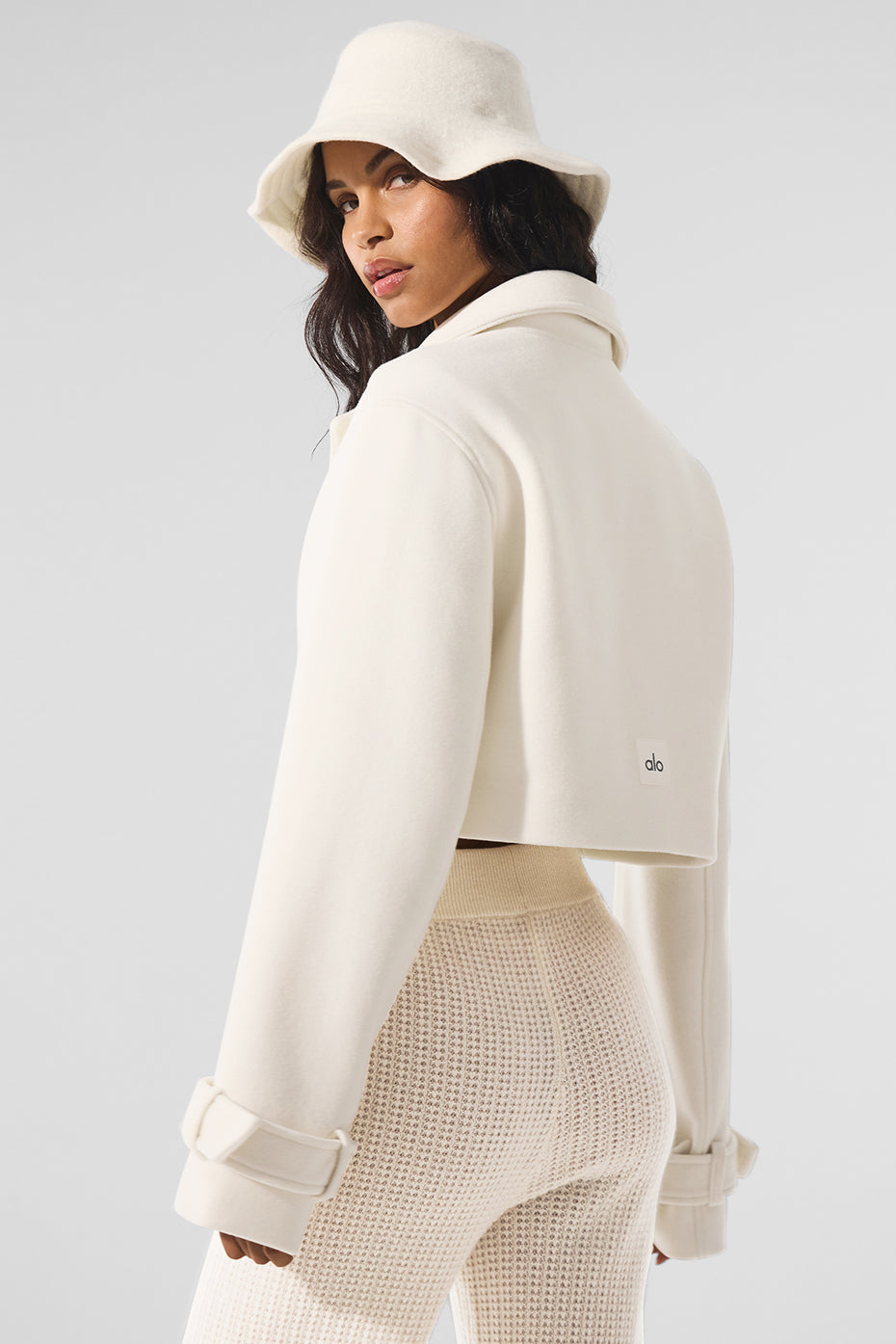 Wool Cropped Metro Trench - Ivory — photo 3