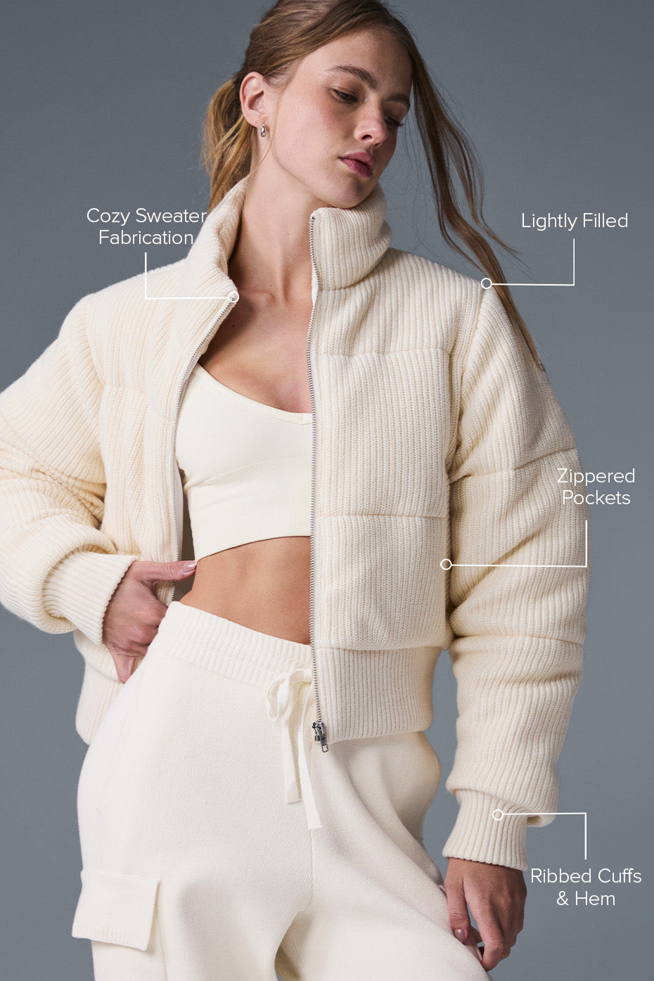 Darling Sweater Puffer - Ivory — photo 2