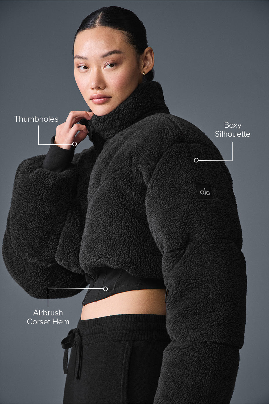 Sherpa Main Act Corset Puffer - Black — photo 2