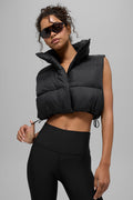 Cropped Gold Rush Puffer Vest - Black — photo 1