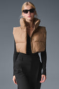Cropped Gold Rush Puffer Vest - Toasted Almond — photo 1