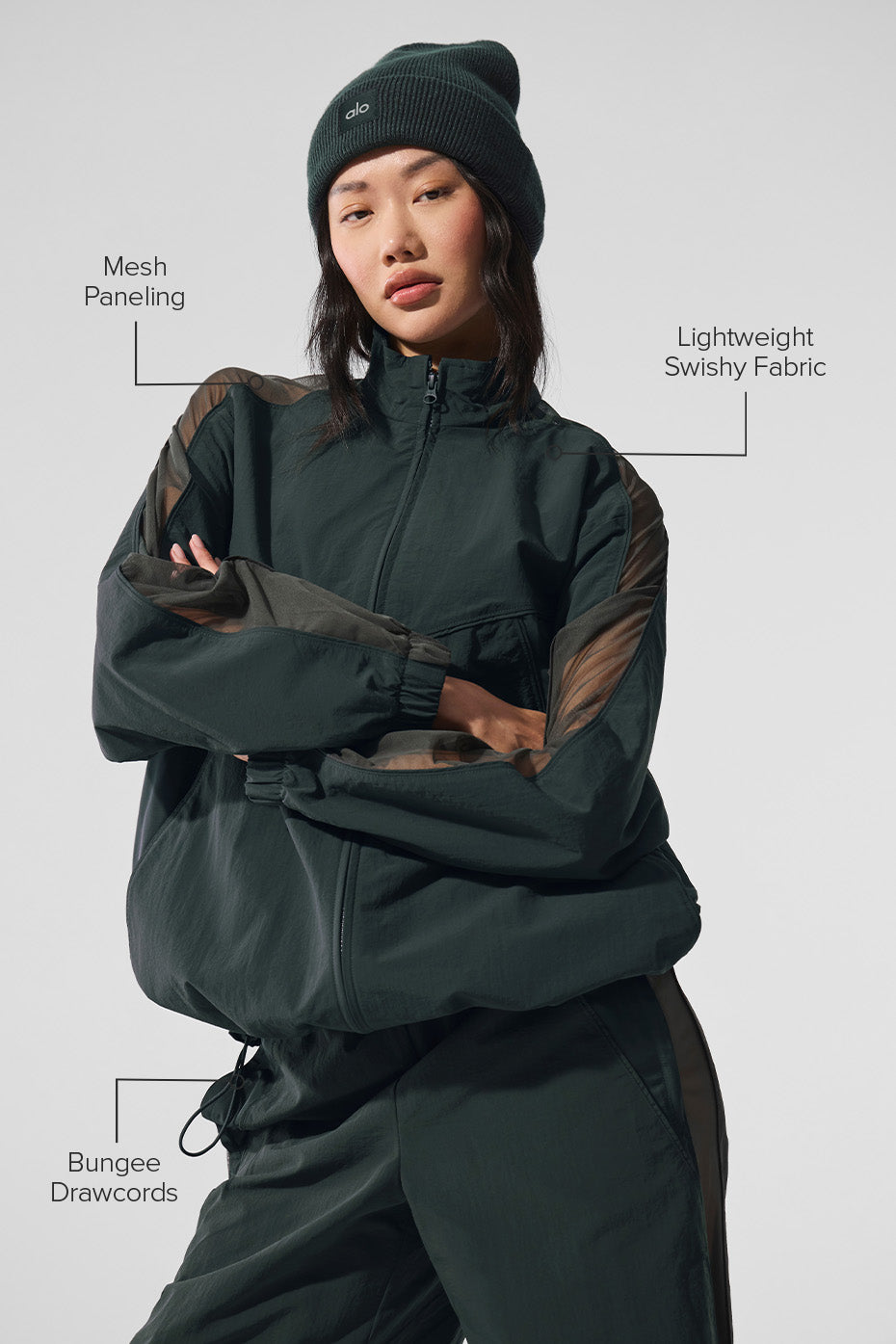 Origin Full-Zip Track Jacket - Charcoal Green — photo 2
