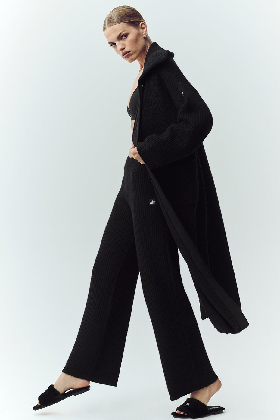Cashmere Northstar Long Cardigan - Black — photo 3