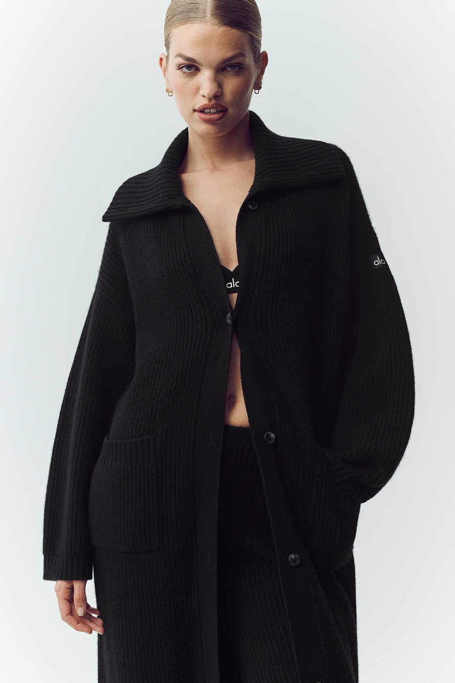 Cashmere Northstar Long Cardigan - Black — photo 1