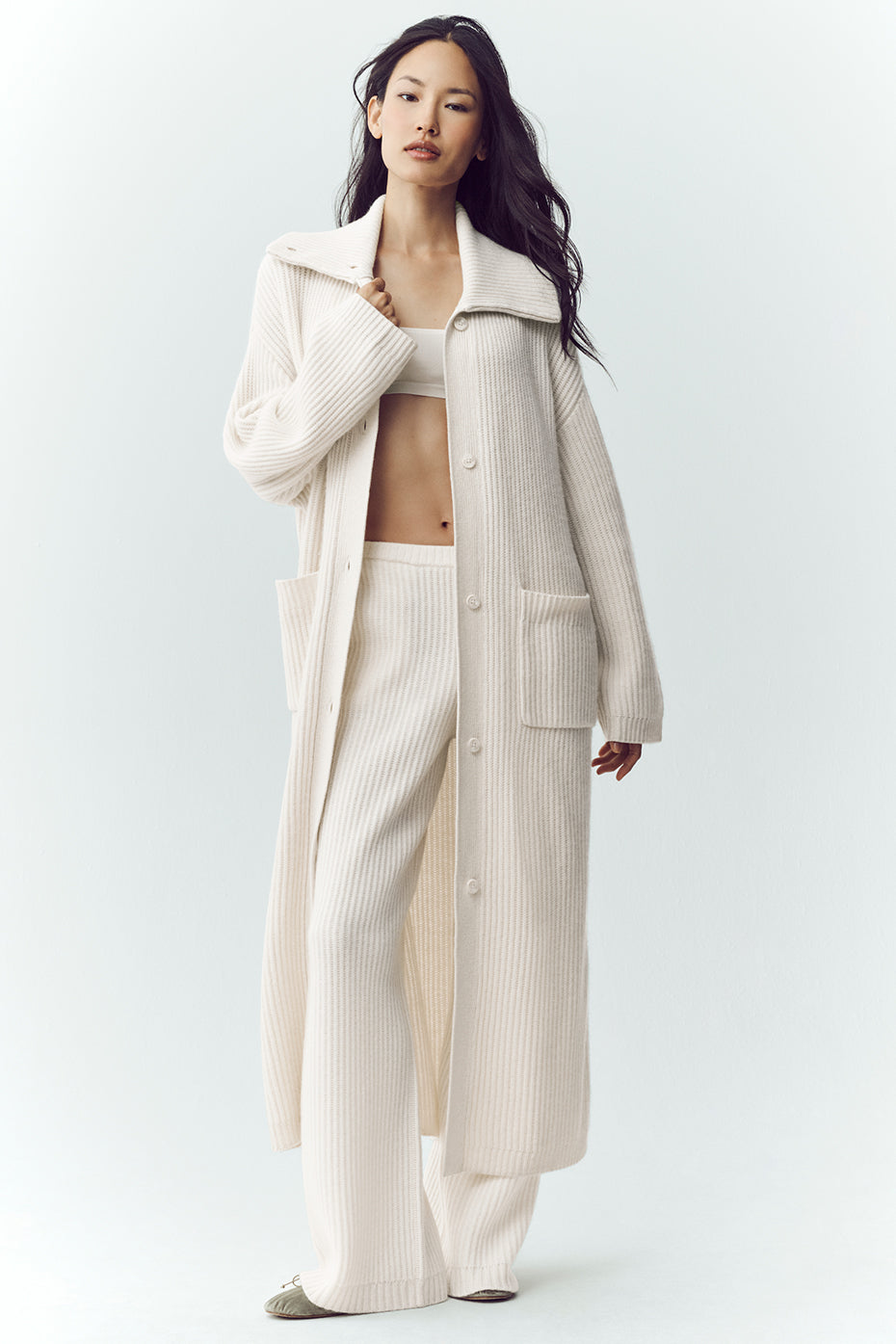 Cashmere Northstar Long Cardigan - Ivory — photo 1