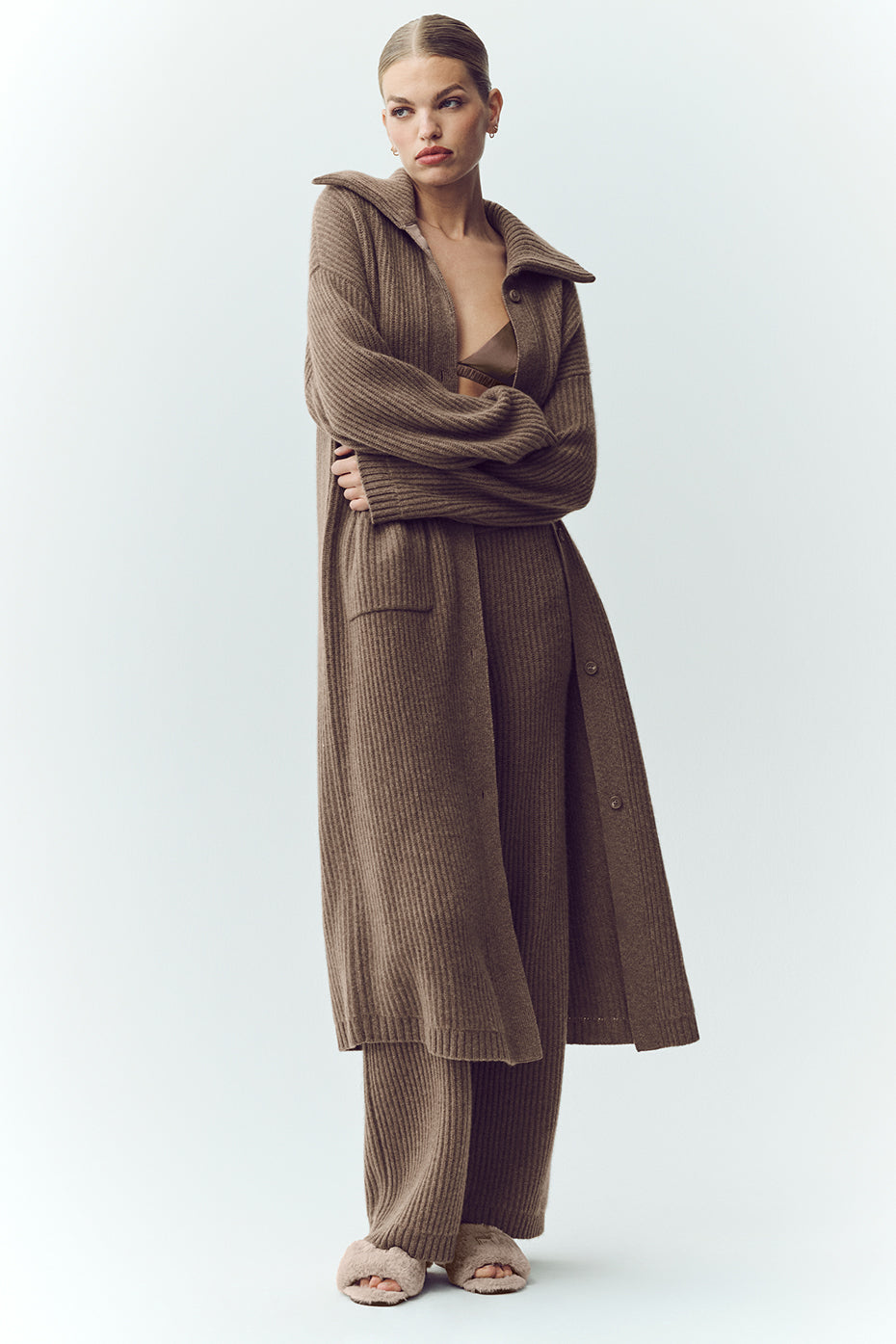 Cashmere Northstar Long Cardigan - Alpine Cocoa Heather — photo 3