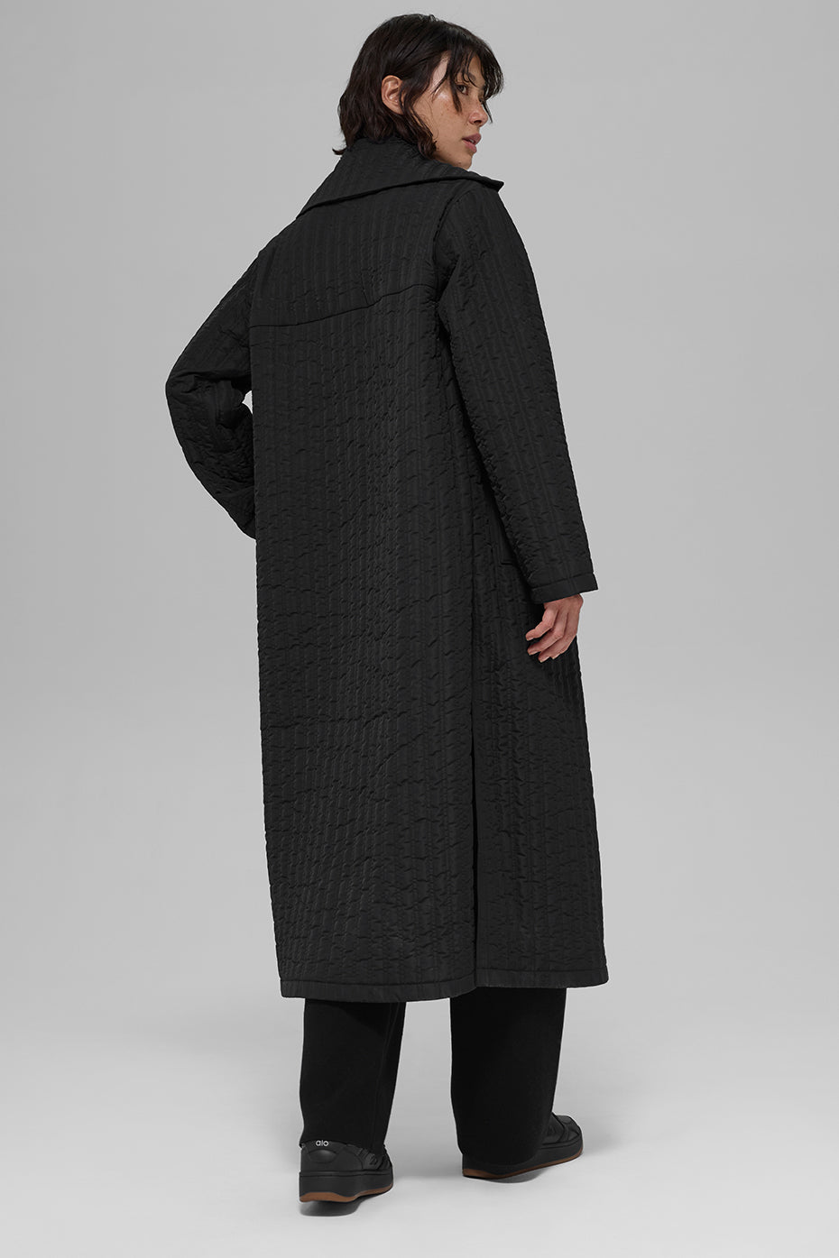 Quilted Skyline Long Coat - Black — photo 4