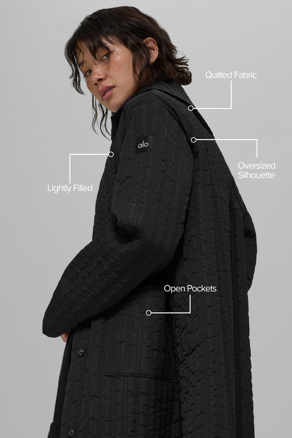 Quilted Skyline Long Coat - Black — photo 2