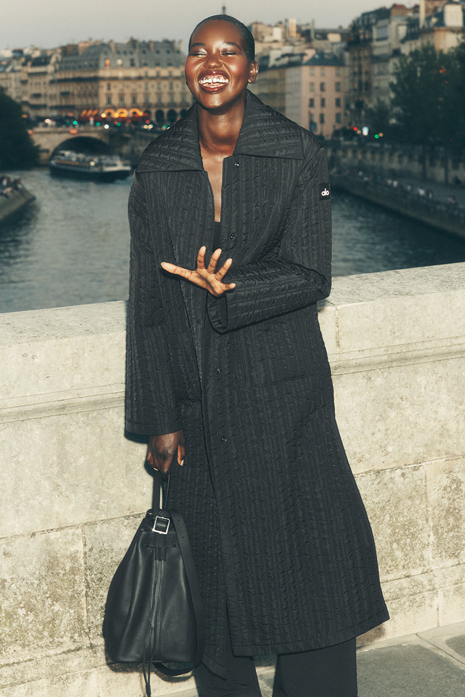 Quilted Skyline Long Coat - Black — photo 1