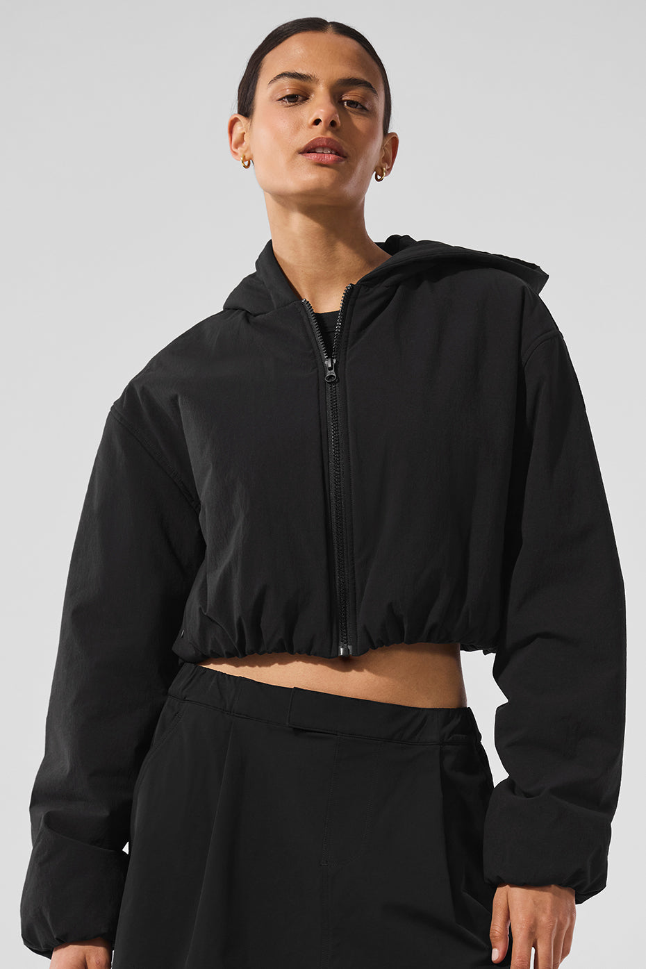 Cropped Mountain Peak Full-Zip Hoodie - Black — photo 1