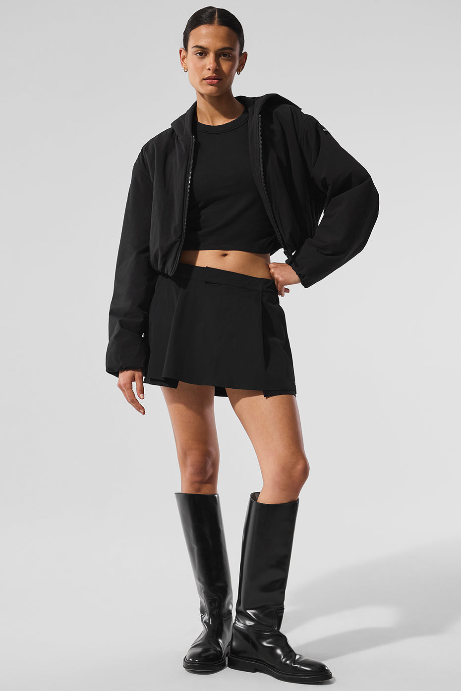 Cropped Mountain Peak Full-Zip Hoodie - Black — photo 4