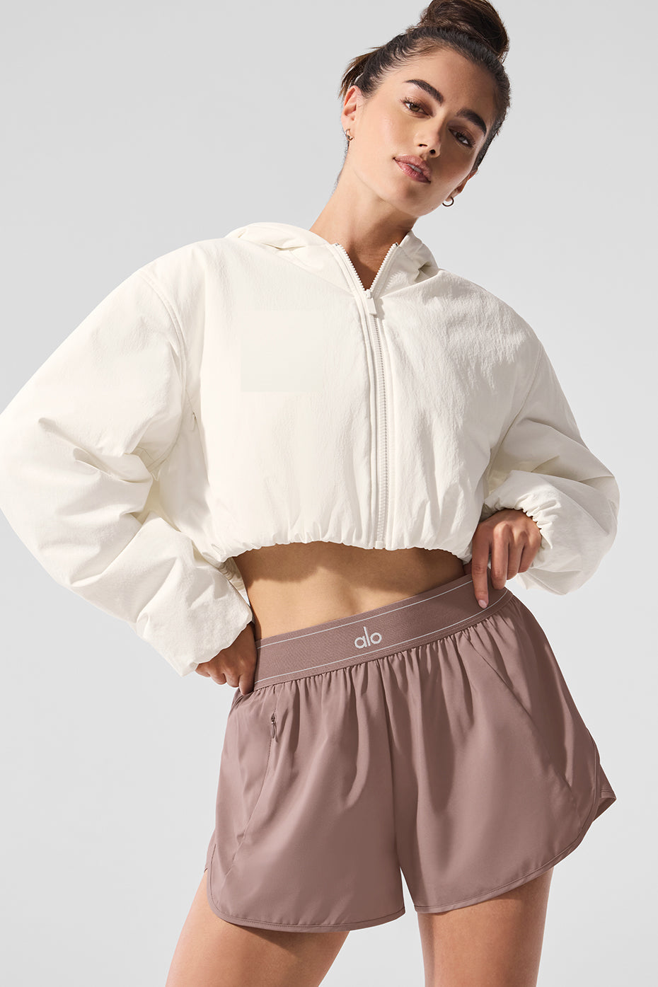 Cropped Mountain Peak Full-Zip Hoodie - Ivory — photo 1