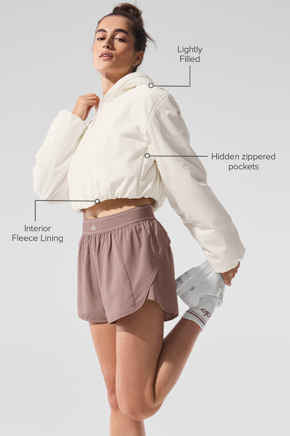 Cropped Mountain Peak Full-Zip Hoodie - Ivory — photo 2