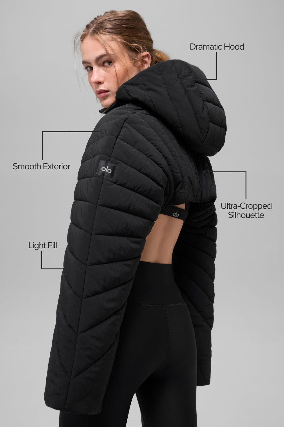 Quilted Starlight Puffer Shrug - Black — photo 2