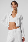 Cropped Breezy Full-Zip Cover Up - White — photo 3
