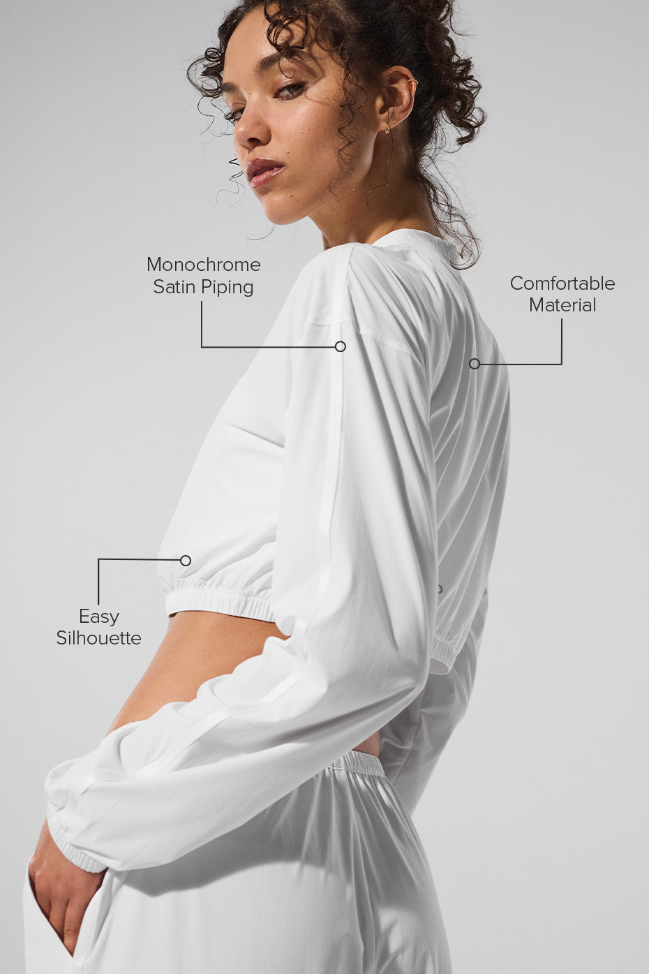 Cropped Breezy Full-Zip Cover Up - White — photo 2